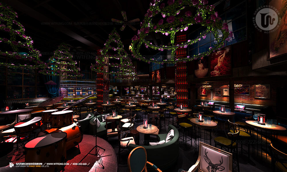 大型餐吧设计大厅舞台效果图